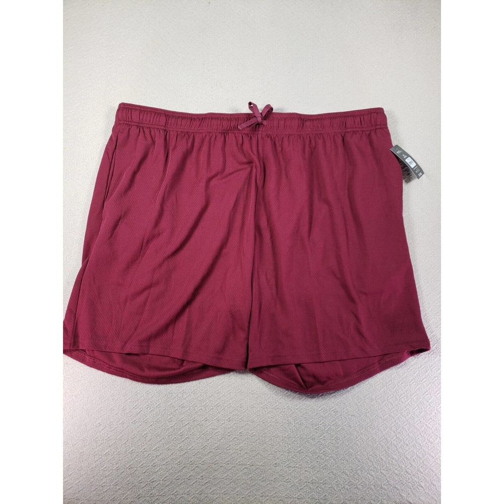 Athletic Works Shorts Men 3XL Maroon Elastic Waist Drawstring Bottom Swim Shorts
